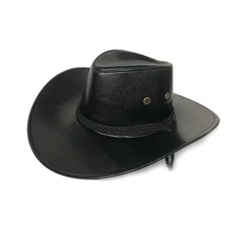 PU Læder-Cowboy Hat med Bred Skygge, der kun indeholder Farve Caps Til Herre Casual Rejse Fancy Fest, Mandlige og Kvindelige Tøser Cap Hatte