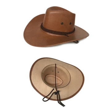 PU Læder-Cowboy Hat med Bred Skygge, der kun indeholder Farve Caps Til Herre Casual Rejse Fancy Fest, Mandlige og Kvindelige Tøser Cap Hatte