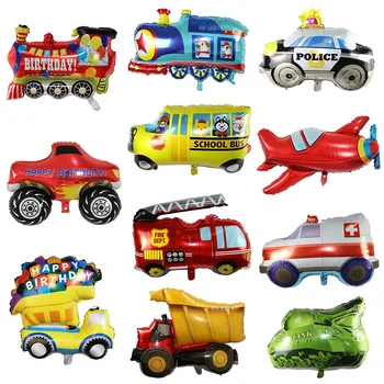 10/20/50stk Tegnefilm Bil Folie Balloner Tog brandbil Ambulance School Bus Air Globos-års Fødselsdag Part Dekorationer Børn Toy Gaver