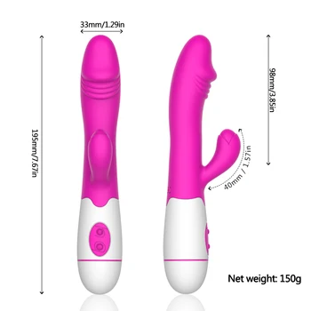 NY Kanin Vibrator 30 Speed Vibrationer Dildo for Kvinder USB Charge Kvindelige Masturbator Dobbelt Motor G Spot Klitoris Massage Sex Legetøj