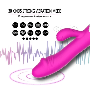 NY Kanin Vibrator 30 Speed Vibrationer Dildo for Kvinder USB Charge Kvindelige Masturbator Dobbelt Motor G Spot Klitoris Massage Sex Legetøj