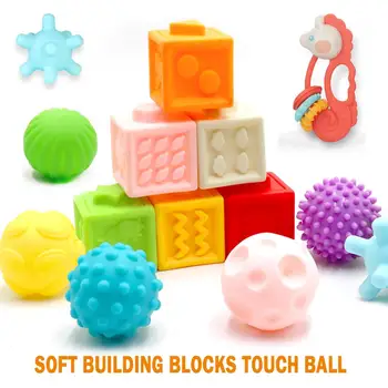 3WBOX Baby Forstå Toy byggesten 3D Touch Hånd med Bløde Bolde Baby Massage Gummi-Bideringe Sensoriske Silikone Squeeze Badekar Legetøj