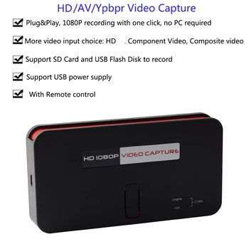 EZCAP284 HD/AV/Ypbpr Video Spil Fange 1080P HD-Video-Optager Til USB-Flash-Drev For Xbox360/PS3/PS4/DVD/Set-top-boks