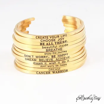 Nyeste Mode Smykker Rustfrit Stål Titanium Guld Besked ID armbånd Armbånd 2018 Inspirerende Armbånd Mantra Armbånd