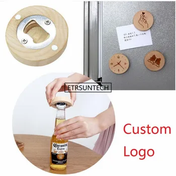 150Pcs/masse DIY Træ-Runde Form Oplukker Coaster Køleskab Magnet Dekoration Øl Oplukker Brugerdefinerede logo
