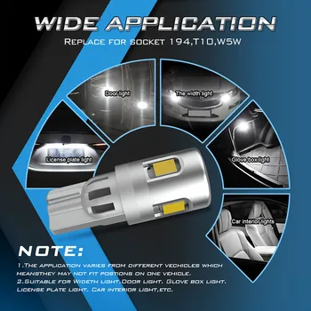 2 stk W5W LED T10 LED-Pærer Canbus 2835SMD For Parkering positionslys Interiør Kort Dome Lys 6500K Hvid Auto Lamper til 12V