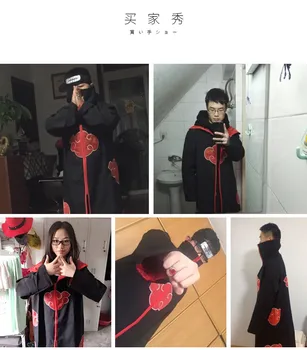 Anime Naruto Cosplay Costume Akatsuki Kappe Sasuke og Itachi Shuriken Pande Hovedbøjle Tilbehør passer til Cosplay S-XXL