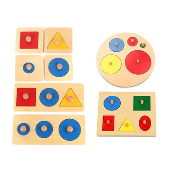 Træ-Puslespil for Flere Geometriske Figurer yrelse Børn Pædagogisk Legetøj For Børn at Lære Puslespil Gaver MA0264H