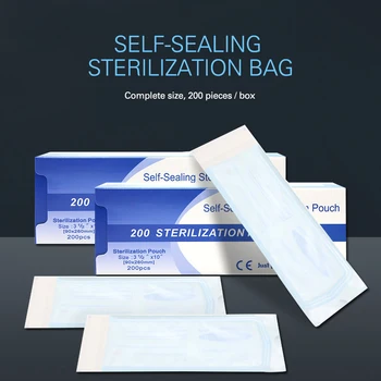 200pcs/max selvlukkende Sterilisations Poser, Tasker Medicinsk-grade Taske Engangs Tatovering / Tandlæge / Nail art Tilbehør, Forbrugsstoffer