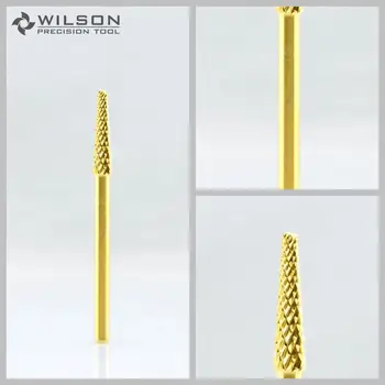 2stk - Lille Kegle - Medium - Guld - WILSON Hårdmetal Søm Bor Elektriske Manicure Drill & Tilbehør
