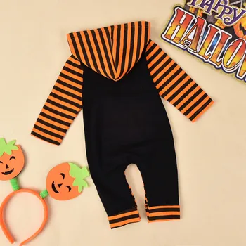 0-18M Baby Tøj Barn Spædbarn Baby Drenge Piger Hætteklædte Brev Romper Buksedragt Halloween Outfits Overalls детские вещи
