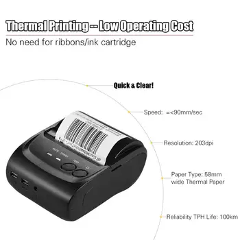 Termisk Printer 58mm Bluetooth-Android-iOS Mini Termiske POS Modtagelsen Printer Bill Maskine Supermarked Bærbar Printer GZM5803