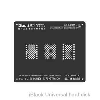 Qianli 3D Universal BGA Reballing Stencil Firkantet Hul Sort Stencil til Telefonen NAND Lodde Skabelon Tin Plante Stål Net