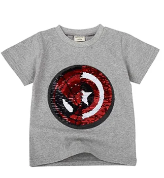 Ændre Farve T-Shirt Til Drenge Captain America Børn Tøj Tøj Flip Palliet Toppe, T-Shirt Mode Afslappet Bomuld