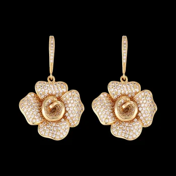 Zlxgirl smykker Classic rose zirkonia stud øreringe af Bryllup Fashion Brand Retro Smykker til Kvinder Guld farve brinco Brincos