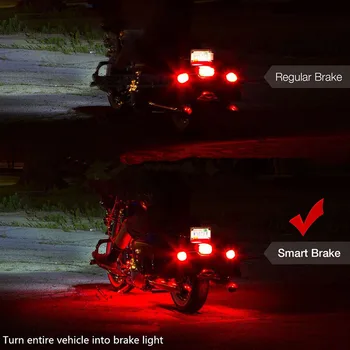 Bil Motorcykel RGB Smart LED Bremse Lys Lys Atmosfære Med Trådløs Fjernbetjening Moto Dekorative bånd Lampe