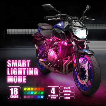 Bil Motorcykel RGB Smart LED Bremse Lys Lys Atmosfære Med Trådløs Fjernbetjening Moto Dekorative bånd Lampe