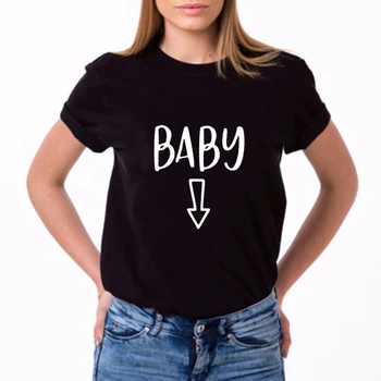 Par Graviditet Meddelelse Baby Øl Mave T-shirt Mor Mødre Matchende Elskere Tee Kvindelige Sjove Toppe Hipster Bomuld Shirts