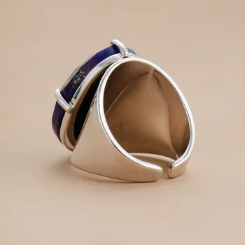 Store Sten-Ringe I Høj Kvalitet Smykker Nye Mode Guld Farve Lapis Lazuli Luksus Party Ring Størrelse 7