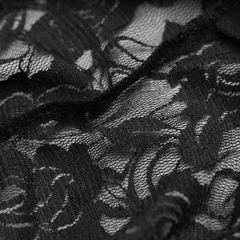 Sexet Ryg-Lace Black Dress Kvinder Kontor Dame Solid Høje Side Split Aften Fest Elegant Kortærmet Maxi Kjoler Bodycon