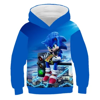 Kids Hættetrøjer til Drenge Sonic the Hedgehog Hættetrøjer Sweatshirt Børn 3D-Tegnefilm Toppe Efteråret 2020 Harajuku Tøj