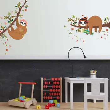 To dovendyr i træet Wall sticker baby kids rooms soveværelse indretning vægmaleri kunst dyr decals home decor tapet