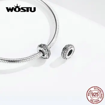 WOSTU S925 Fjer Runde Perler Passer Oprindelige Armbånd & Halskæde Hot Mode 925 Sterling Sølv Perler Til Kvinder DXC1236