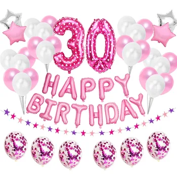 38pcs Nummer 30 Folie Balloner Sæt 30 Happy Birthday Party Dekorationer Voksne 30 År Gammel Leverer Steg Guld Luft Latex Globos