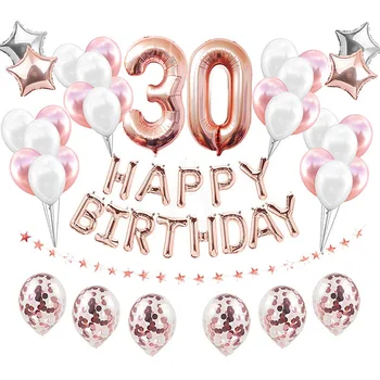 38pcs Nummer 30 Folie Balloner Sæt 30 Happy Birthday Party Dekorationer Voksne 30 År Gammel Leverer Steg Guld Luft Latex Globos