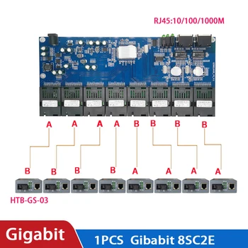 10/100/1000M 8 SC 2 RJ45 utp Gigabit Ethernet switch Ethernet Fiber Optiske Media Converter 8 Port 1,25 G SC PCBA yrelsen 5V3A