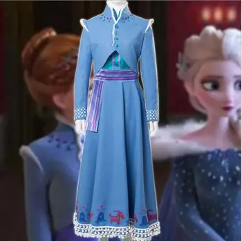2019 nye Elsa Kjole piger Part Vestidos Cosplay Pige Tøj Anna Snow Queen Print Fødselsdag Prinsesse Kjole Børn voksen Kostume