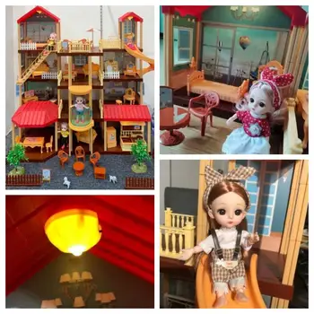 Prinsesse DIY Stor Villa Dukke Hus Plast Spille Castel Dukkehuse Møbler Kit Med Tal, der er Samlet for Legetøj til Piger, Børn