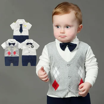 Nyfødte Dreng Rompers Bomuld Uafgjort Herre, Der Passer Bue Fritid Organ Suit Tøj Spædbarn Buksedragt Toddler Drenge Tøj