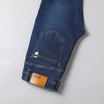 Brand Mænds Jeans Modal Virksomhed Lige Bukser Plus Størrelse 42 44 Mode Slank Casual Blå Sort Elasticitet Bukser Mandlige Tøj