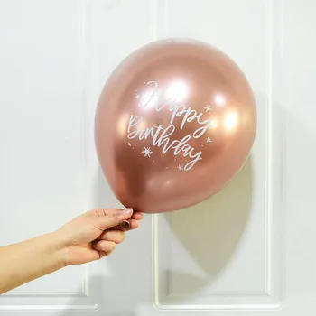 10stk 12 tommer Happy Birthday Ballon Indretning Rose Guld Chrome-Metallic Latex Balloner For Børn 1st 30-års Fødselsdag Part Metal Globos