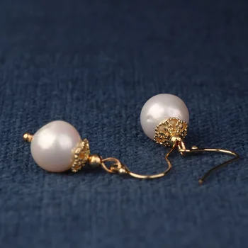 Vintage delikat ferskvandsperle øreringe i vintage-drop øreringe til kvinder og pige smykker серьги