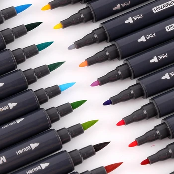 M&G 12/18/24/36/48 Farver Dual-tip Akvarel Art Markører Kunst for Tegning Børste Markør Pen Sæt Farve Skitse Farvede Penne