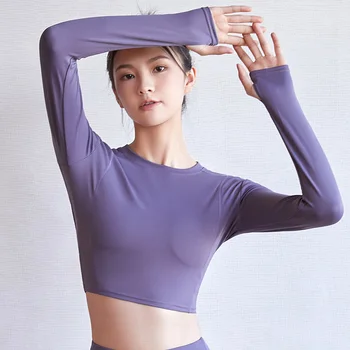 Yoga-Shirt Kvinder Kompression Lange Ærmer Sexet Afgrøde Top sportstøj til Kvinder, Fitness Tøj, der Kører Træning Toppe for Kvinder