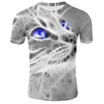 2020 Sommer Børn 3D-T-shirt Kids Fashion Design Dyr Kat Revet Tøj Trykte T-shirts Pige/Dreng, Kort Ærme, Sød t-shirts