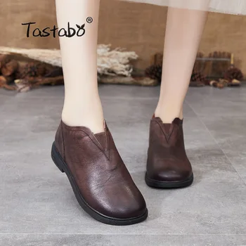 Tastabo 2019 efteråret og vinteren High-top kvinders sko med Lave hæle sko daglige sko S98052 Brun Retro fritid stil, 35-40