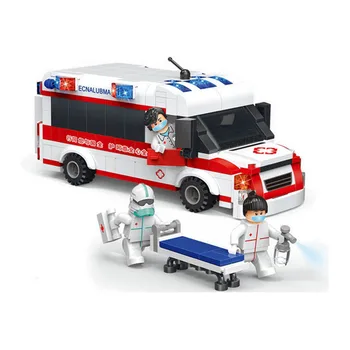 Byen Ambulance Bil Legetøj For Børn, Nye Medicinske ambulance Mursten City Fire control Serie byggesten DIY Mursten Legetøj Gaver