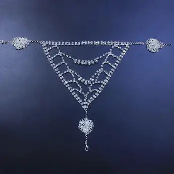 Stonefans Sexet Rhinestone Kvast Øverste Organ Kæde Smykker til Kvinder Luksus Brude Bryllup Crystal Krop Kæde Bh og Trusser Sæt