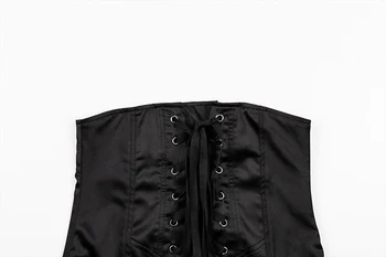 Goth Mørk Høj talje snøre bandage tynde nederdele flæser, blonder ruched kvinder, blyant nederdele solid elegante bodycon mini nederdel 2020