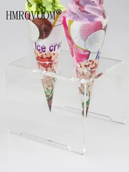 HMROVOOM gennemsigtige 2 Huller Akryl Ice Cream Kegle Holder Stand/ Akryl isbod