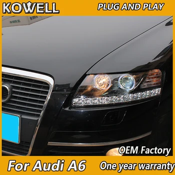 KOWELL Bil Styling Til Audi A6L dobbelt forlygter angel eyes 2005-2011 For Audi A6L LED lys bi-xenon optik h7 xenon