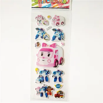 Engros 60 Ark Søde Robot Bil Boble poli Klistermærker til Korea Transformation Legetøj Jul Gif ' Kids Legetøj Wall Sticker