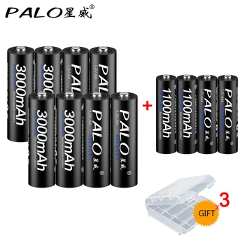 PALO 8stk 1,2 V AA Ni-MH genopladeligt batteri 3000mAh+4stk 1100mAh 1,2 V AAA-Batteri genopladelige batterier til legetøj magt