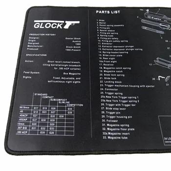 Stor Pistol Rengøring gummimåtte til 9mm Glock 17 19 20 23 26 Pistol Armorers Magasin Bøssemager Afmontering Af Patches Bænk Pads