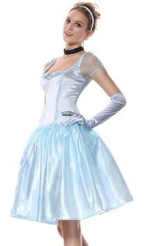 Wendywu Voksen Dame Blå Halloween Party Prinsesse Kostume Voksen Askepot Cosplay Kjole Deluxe Snehvide Kostume