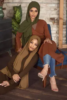 5pcs/meget Almindeligt Chiffon Tørklæde Hijab Kvinder Hovedbøjle Muslimske Hijab Hoved Tørklæder Sjaler Wraps Islamiske Tørklæder Foulard Femme Musulman